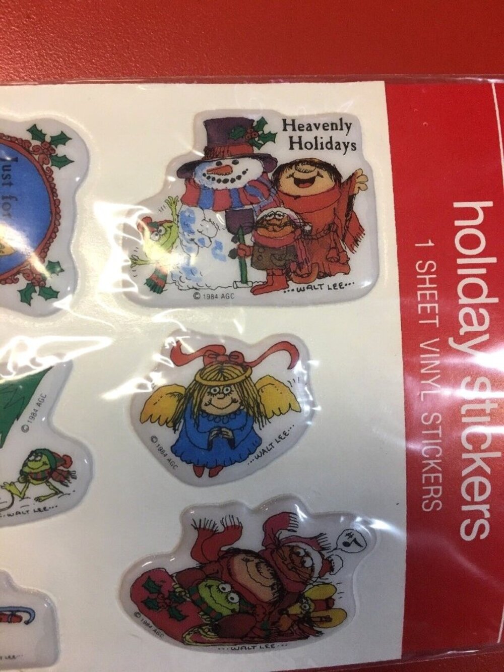 Sherman On The Mount Vintage Puffy Stickers 1984 Vinyl AGC Forget Me Not Holiday - Picture 3 of 6